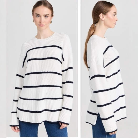 Splendid Parker Drop-Shoulder Stripe Loose Fit Casual Crewneck Sweater Size XS - Picture 3 of 13